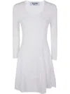 Blugirl Flared White Mini Dress With Long-sleeved In White