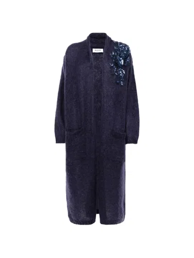 Blugirl Floral-appliqué Cardigan In Blue