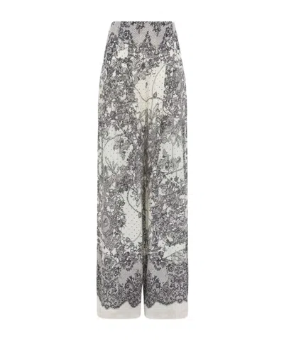 Blugirl Floral Casual Pants In Gray