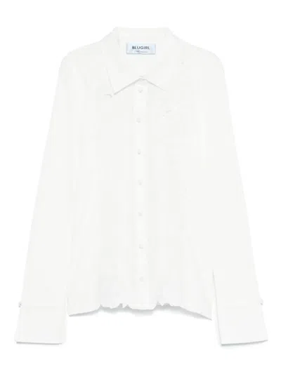 Blugirl Floral-embroidered Shirt In White