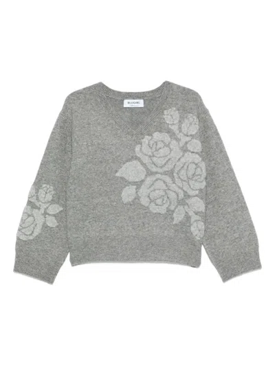BLUGIRL FLORAL-PATTERN V-NECK SWEATER
