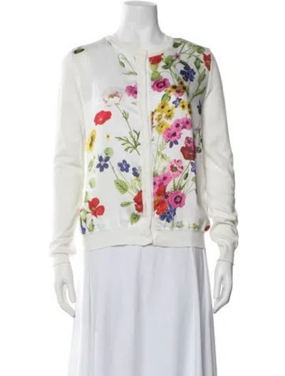 Pre-owned Blugirl Floral Print Crew Neck Sweater In Blue/white