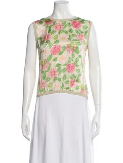 Pre-owned Blugirl Floral Print Crew Neck Top In Multi