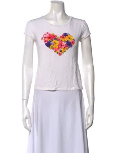 Pre-owned Blugirl Floral Print Crew Neck T-shirt In White