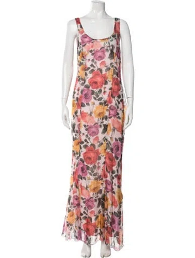 Pre-owned Blugirl Floral Print Long Dress In Multi