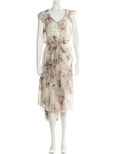 Pre-owned Blugirl Floral Print Midi Length Dress In Multi
