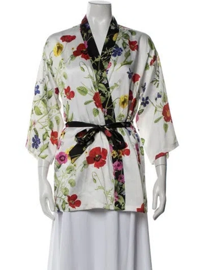 Pre-owned Blugirl Floral Print Robe In White