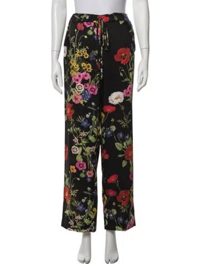Pre-owned Blugirl Floral Print Wide Leg Pants In Black