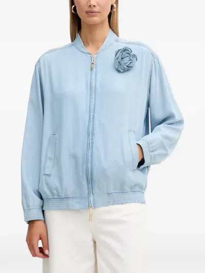 Blugirl Floral-appliqué Denim Jacket In Blue