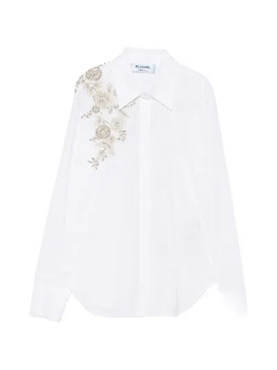 Blugirl Floral-bead Embellished Shirt In White