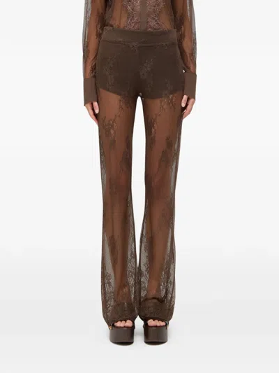 Blugirl Floral-lace Trousers In Brown