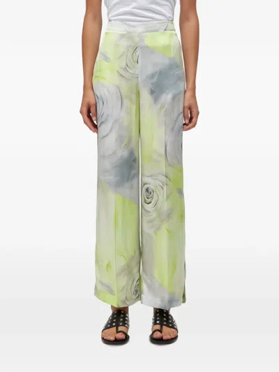 Blugirl Floral-print Wide-leg Trousers In Yellow