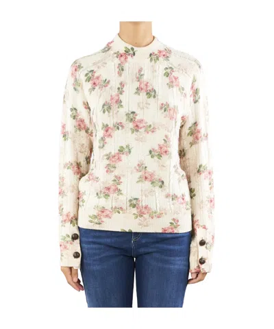 Blugirl Flower Knitted Sweater In White