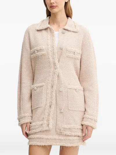 Blugirl Fringed Embellished Cardigan In Neutral