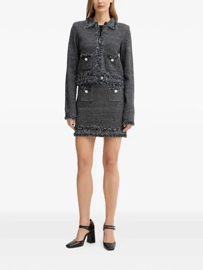 Blugirl Fringed Jewel-embellished Mini Skirt In Gray