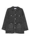 Blugirl Textured Knit Sweater With Fringed Trims In Gray