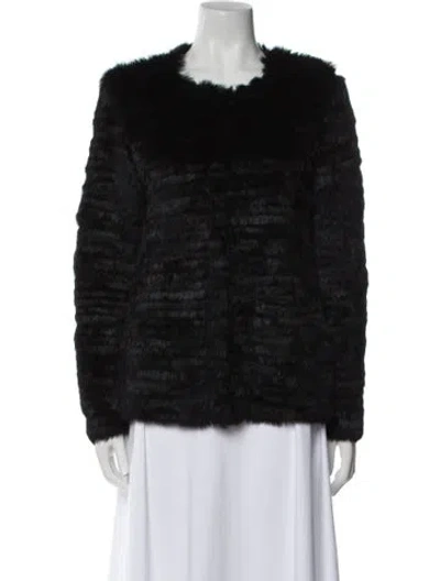 Pre-owned Blugirl Fur Faux Fur Jacket In Black