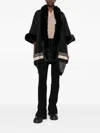 Blugirl Fur-trim Striped Coat In Black