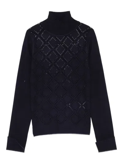 Blugirl Geometric-pattern High-neck Sweater In Blue