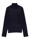 Blugirl Fitted Blue Sweater With Textured Diamond Pattern In Blue