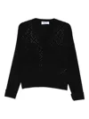 Blugirl Geometric V-neck Sweater In Black