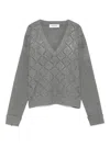 Blugirl Geometric V-neck Sweater In Gray