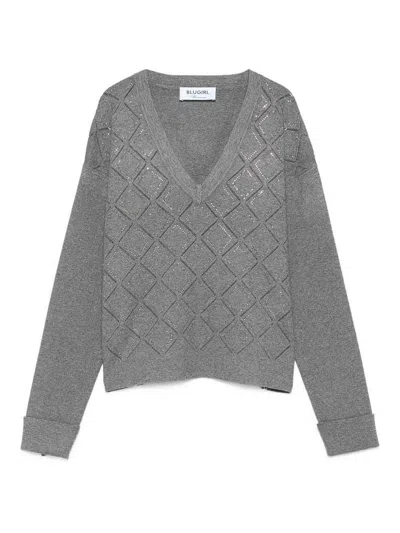 BLUGIRL GEOMETRIC V-NECK SWEATER