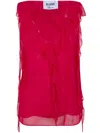 Blugirl Ruffled Silk Top In Red