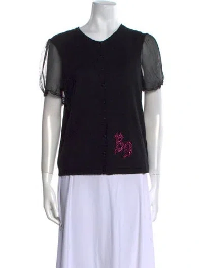 Pre-owned Blugirl Graphic Print Scoop Neck Sweater In Black