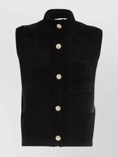 Blugirl High Neck Sleeveless Knitwear Embellished Buttons In Black