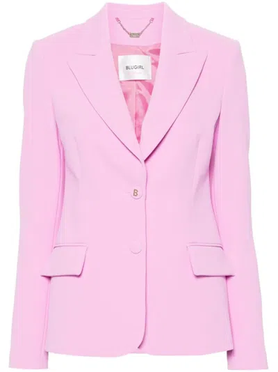 Blugirl Crepe Single-breasted Blazer In Pink