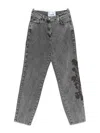 Blugirl Washed Grey Tapered Jeans With Floral Embroidery In Gray