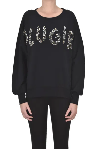Blugirl Jewel Designer Logo Sweatshirt In Black