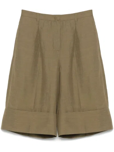 BLUGIRL KHAKI PLEATED BERMUDA SHORTS
