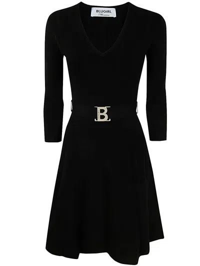 Blugirl Knit Flared Dress In Black  