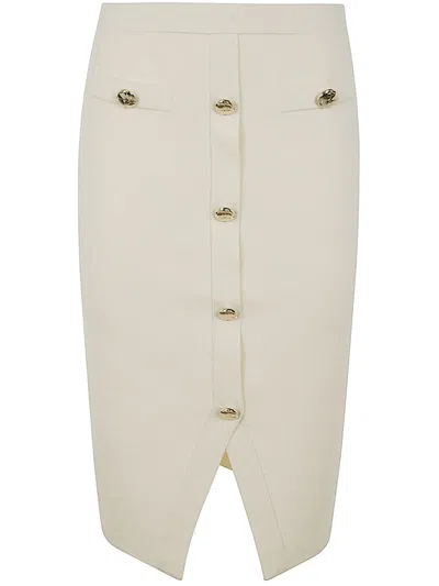 Blugirl Knit Front Bottons Skirt In White