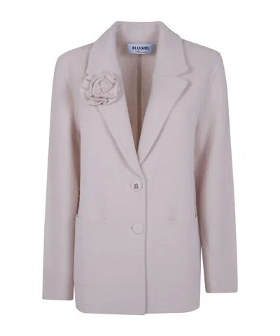 Blugirl Knitted Jacquard Suit Jacket In Gray