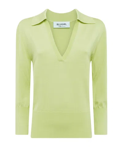 Blugirl Knitted Polo Shirt In Green