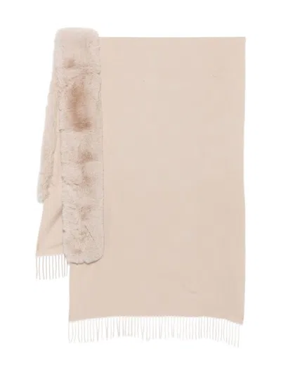 Blugirl Kids' Knitted Stole With Faux Fur Collar In Neutral