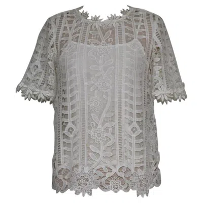 Pre-owned Blugirl Lace Blouse Size 38 In Gray