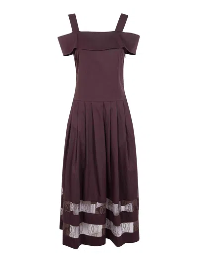 Blugirl Lace Cotton Dress In Brown