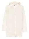 Blugirl Relaxed Fit Wool Coat With Embroidered Sleeves In White