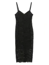 Blugirl Lace Overlay V-neck Midi Dress In Black