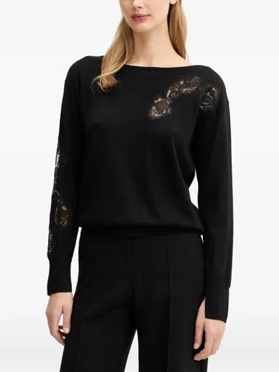Blugirl Lace-floral Sweater In Black