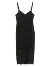 Blugirl Lace Overlay V-neck Midi Dress In Black