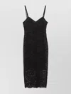 Blugirl Lace Overlay V-neck Midi Dress In Black
