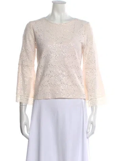 Pre-owned Blugirl Lace Pattern Crew Neck Top In Neutral