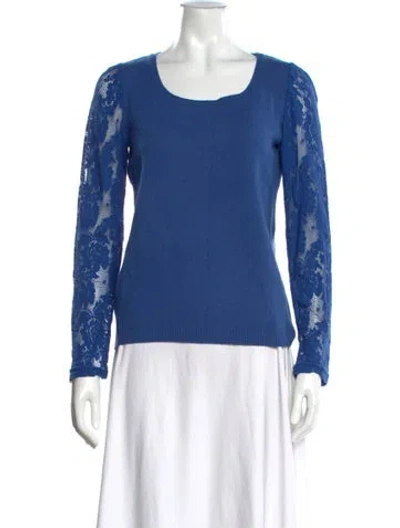Pre-owned Blugirl Lace Pattern Scoop Neck Top In Blue