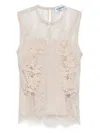 Blugirl Sleeveless Floral Lace Top With Sheer Overlay In Neutrals