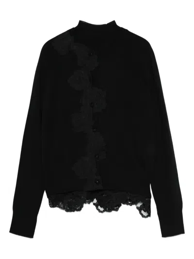BLUGIRL LACE-TRIM BUTTONED CARDIGAN
